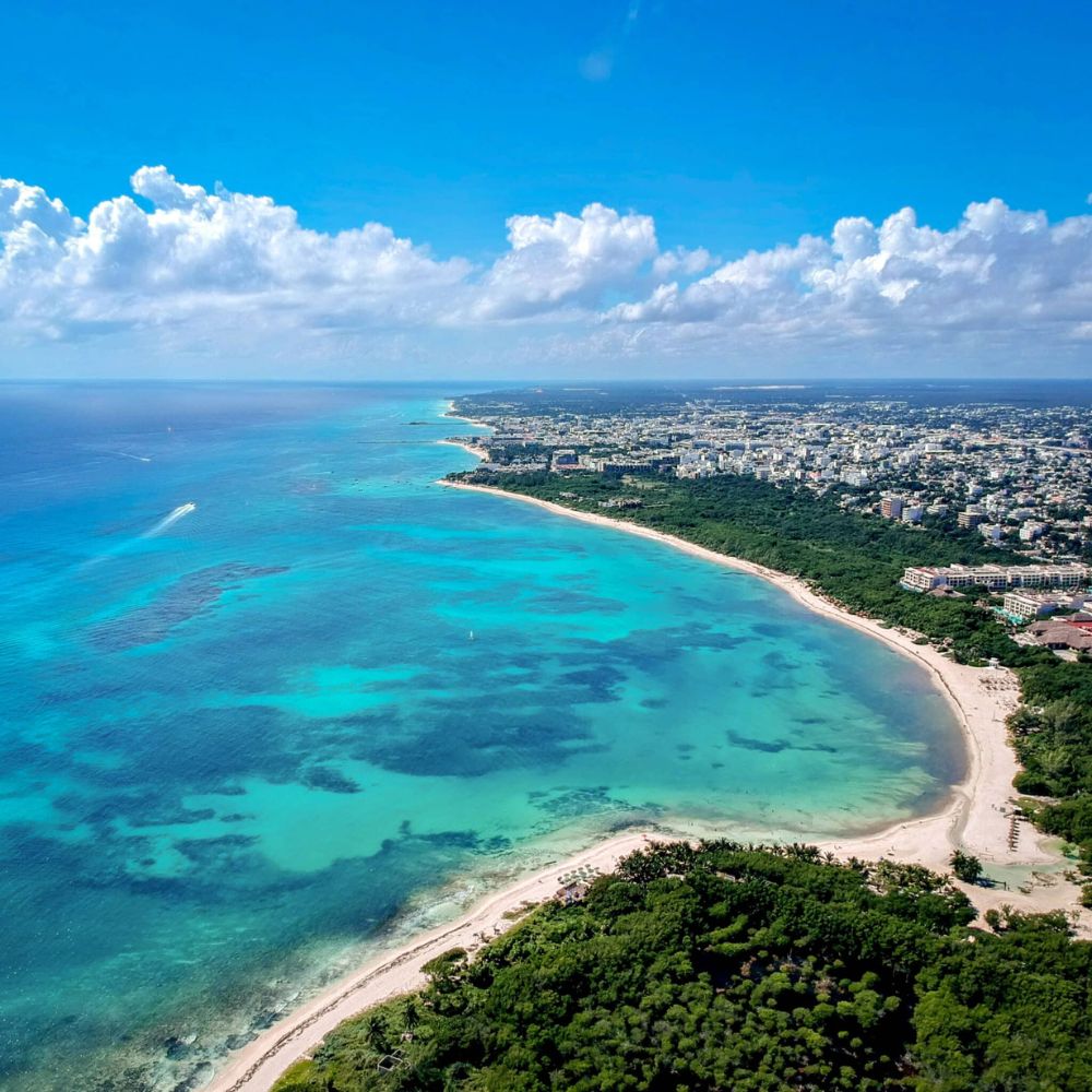 Drone photo of Playa del Carmen looking South